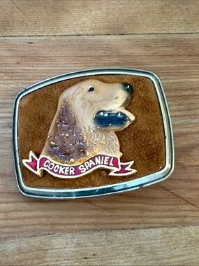 Cocker Spaniel Dog Decorative Belt Buckle Brown